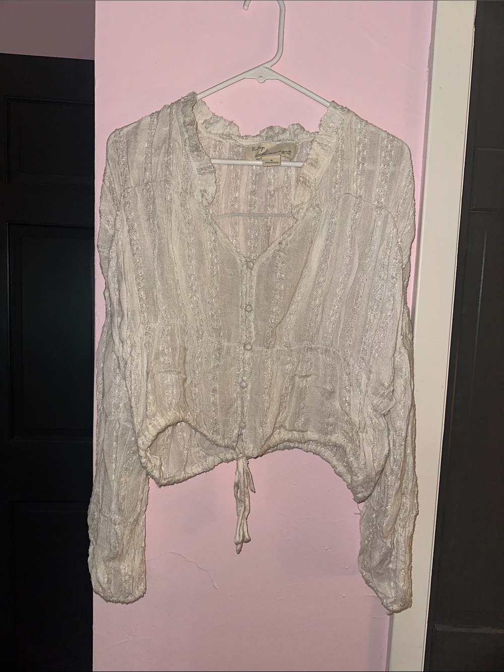Vintage Havana Cream Button-Front Boho Shirt